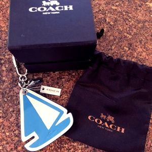 Coach Sailboat keychain with box & storage bag NEW